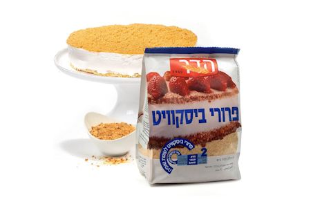 הצעה למתכון לעוגת גבינה עם פירורי ביסקוויטים.